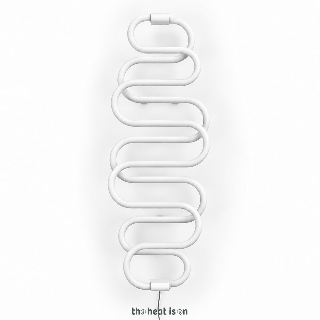 Terma PERLA E, 1360h x 500w(mm), 284w Dry Electric Towel Rail (with heating wire), RAL 9016 White (choice of finishes) (simple on/off button, no timer/no drying func.)
