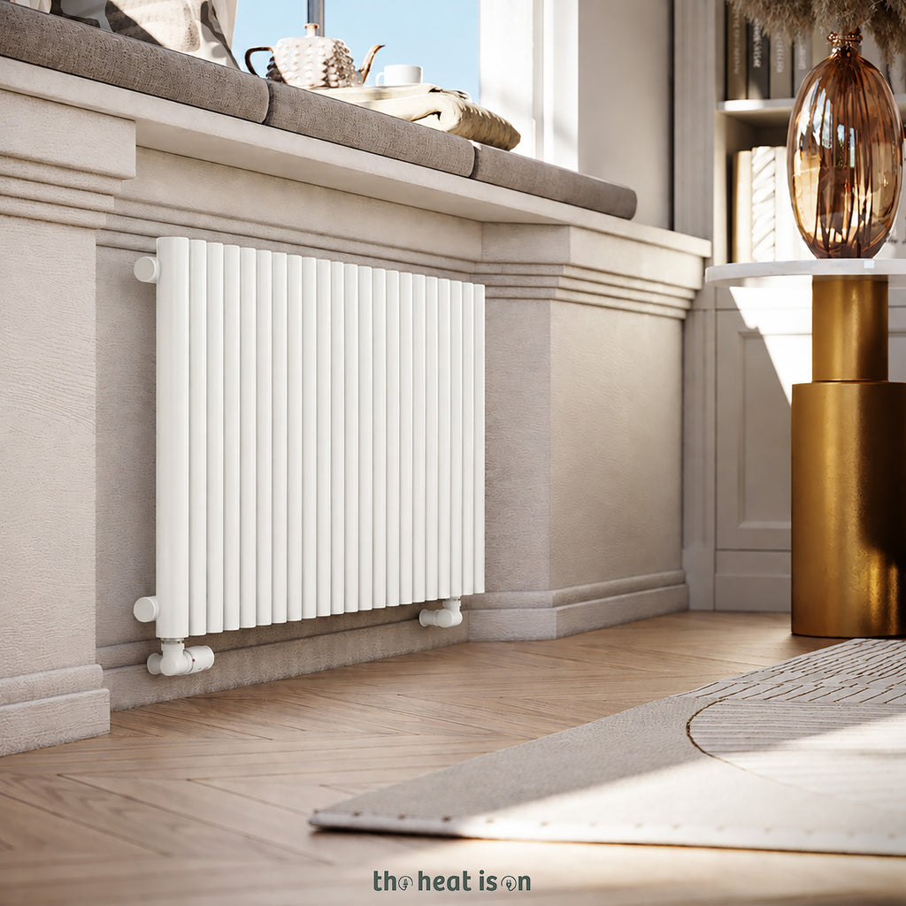 Terma ROLO ROOM, 500h x 1195w(mm), (Underside Connections) 2768 BTUs Designer Radiator, White RAL 9016