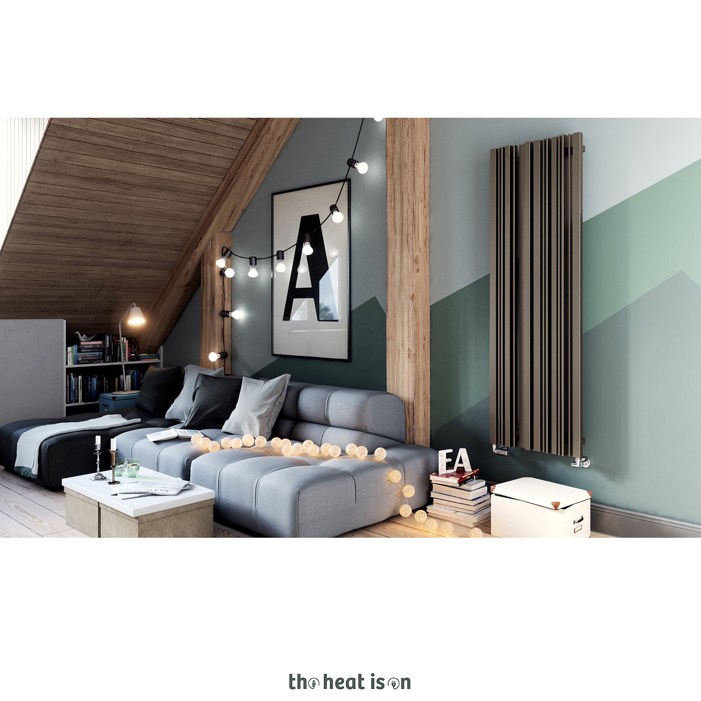 Terma SHERWOOD V, 1600h x 540w(mm), 4060 BTUs, Vertical Designer Radiator, RAL 8028 Matt Terra Brown