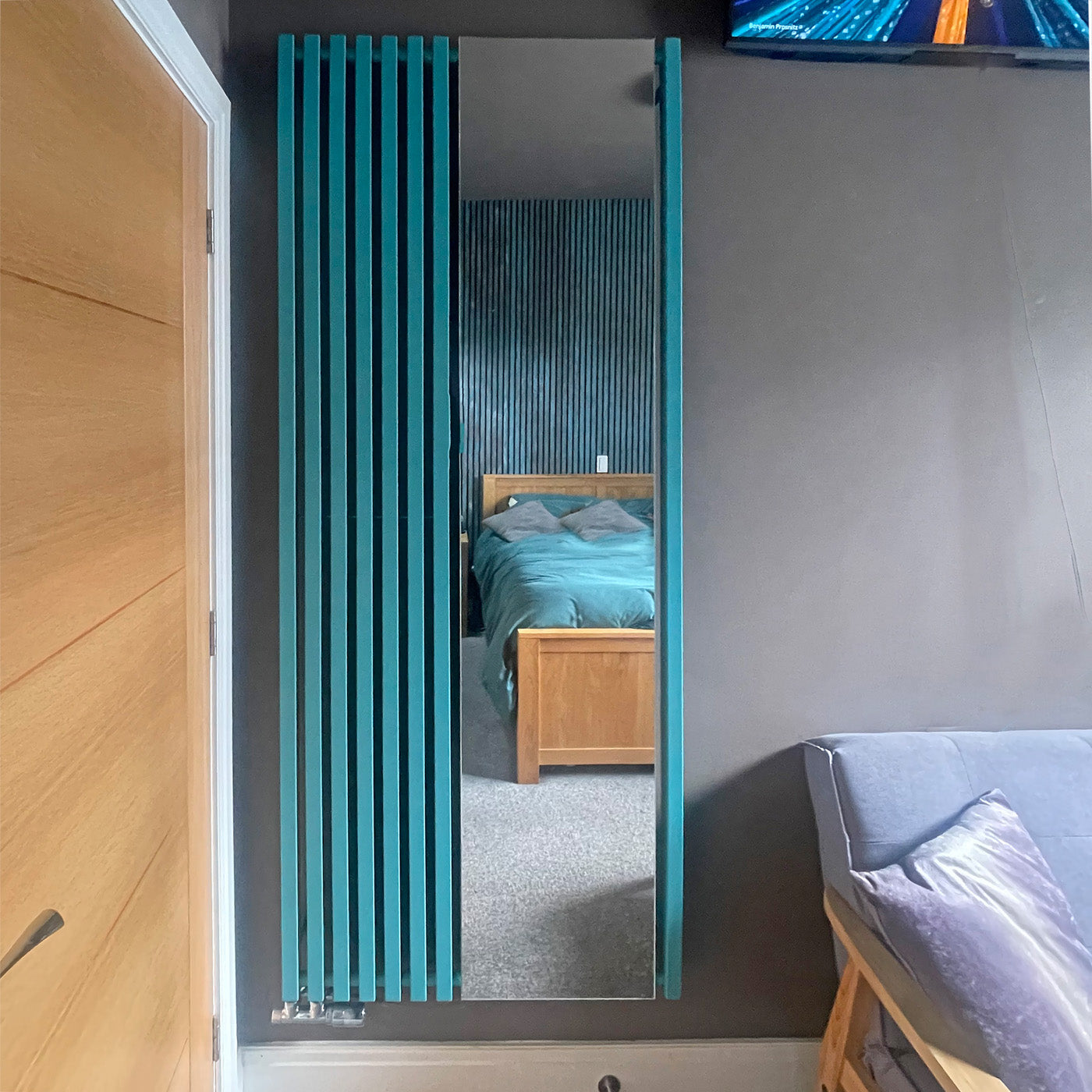 Terma TRIGA M, 1900h x 780w(mm), 3280 BTUs, Vertical Designer Radiator, RAL 5018 Matt Teal