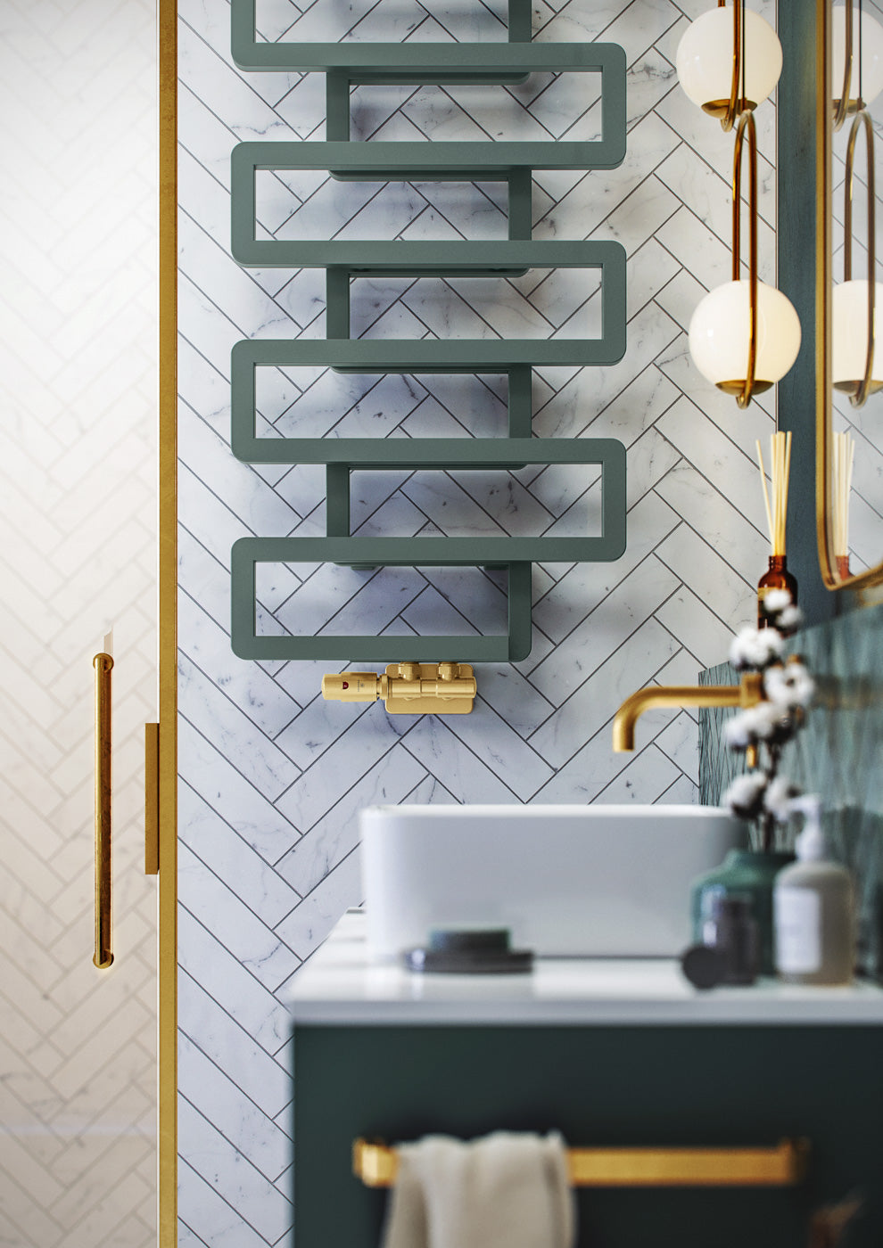 03_Terma-BOOKIE_-1155h-x-500w_mm_-2110-BTUs-Heated-Towel-Rail_-Anodic-Malachite-Green