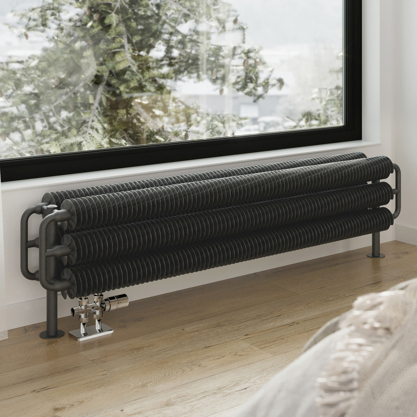 Terma RIBBON HSD, 290h x 1540w(mm), 4115 BTUs Designer Radiator, Metallic Grey