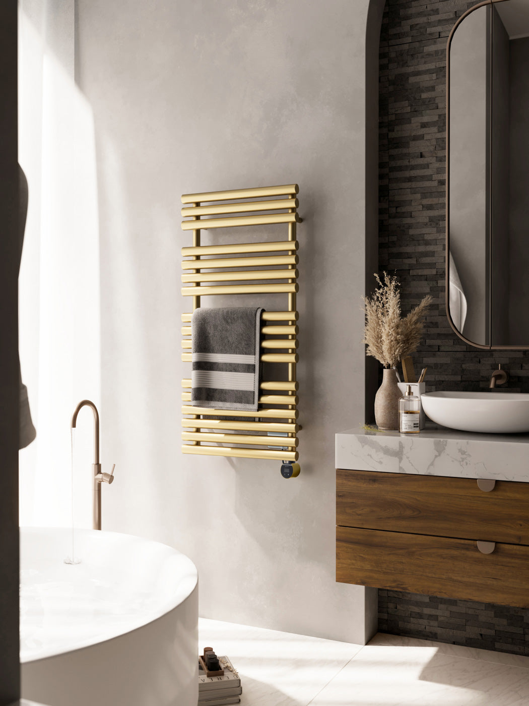 03_Terma-ROLO-TOWEL-_Wi-Fi_-15-28-deg._-1085h-x-520w_mm_-600w-Electric-Towel-Rail_-Matt-Brass-_matching-colour-element