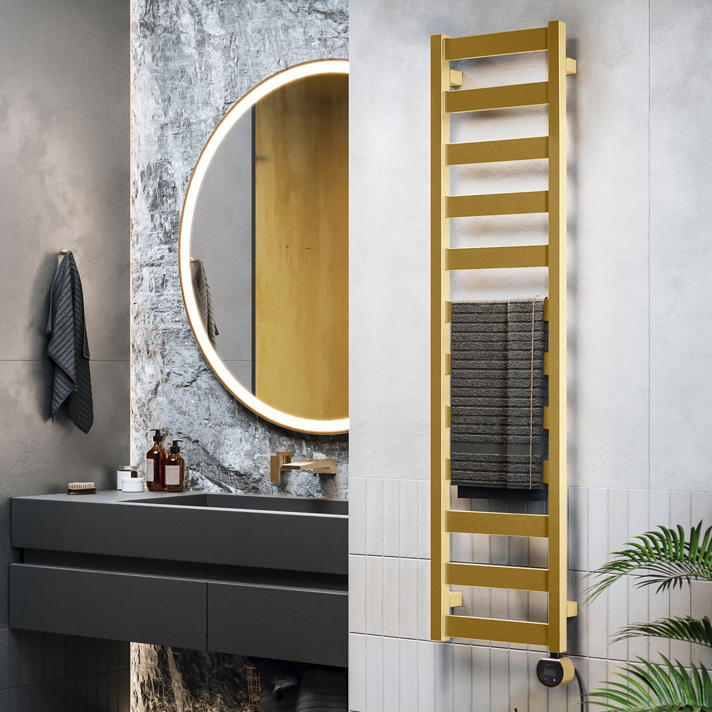 03_Terma-VIVO-_Wi-Fi_-15-28-deg._-1390h-x-300w_mm_-400w-Electric-Towel-Rail_-Matt-Brass-_matching-colour-element
