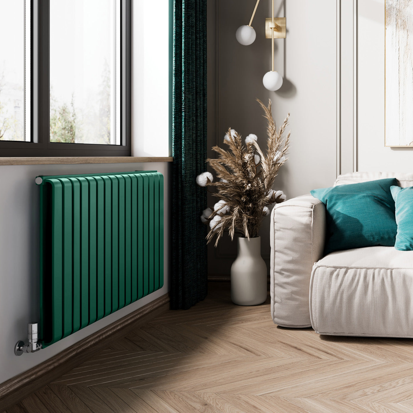 03_Terma-WARP-ROOM_-630h-x-1045w_mm_-3945-BTUs-Heated-Towel-Rail_-RAL-6028-_Matt_-Green
