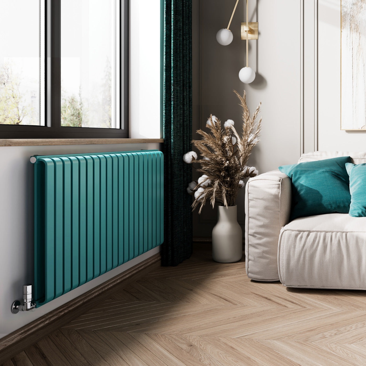 03_Terma-WARP-ROOM_-630h-x-1305w_mm_-4931-BTUs-Heated-Towel-Rail_-RAL-5018-_Matt_-Teal