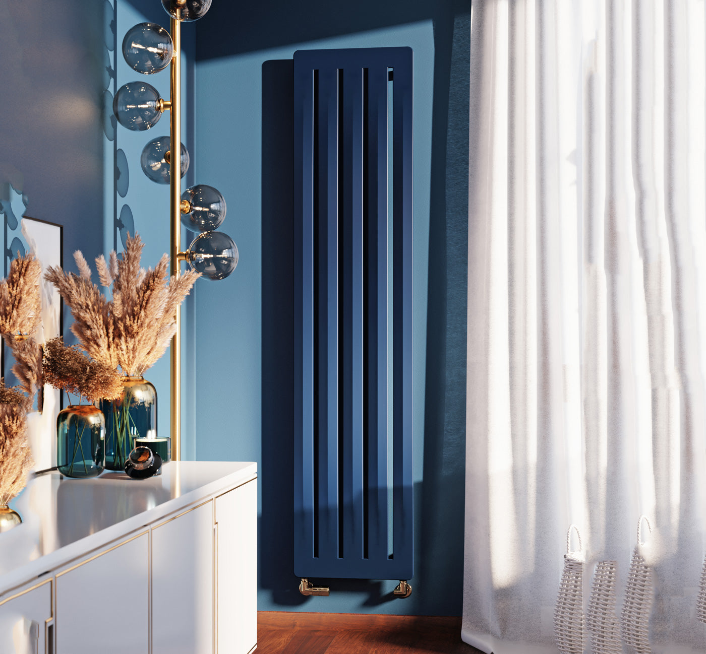 Terma AERO V, 1800h x 410w(mm), 2242 BTUs Vertical Designer Radiator, Denim Blue
