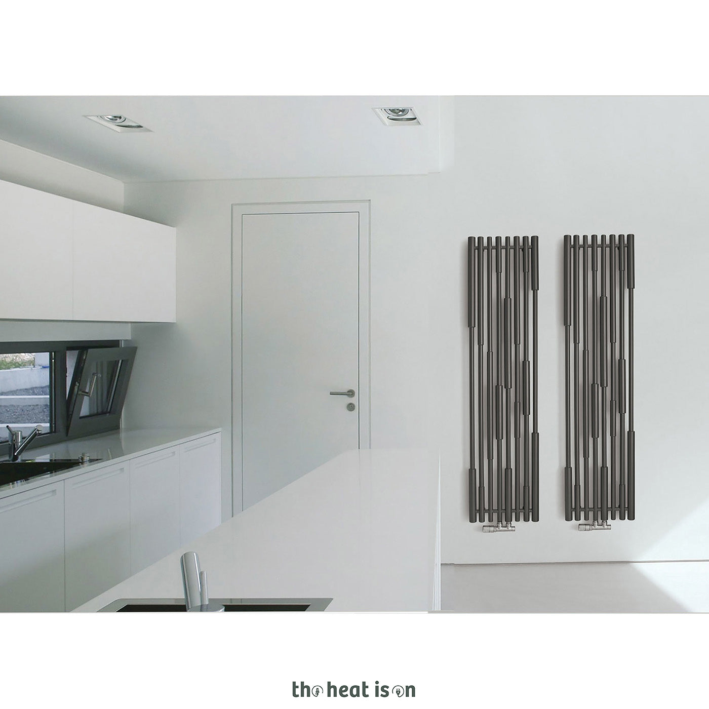 Terma CANE, 1900h x 390w(mm), 2621 BTUs, Vertical Designer Radiator, Sparkling Grey