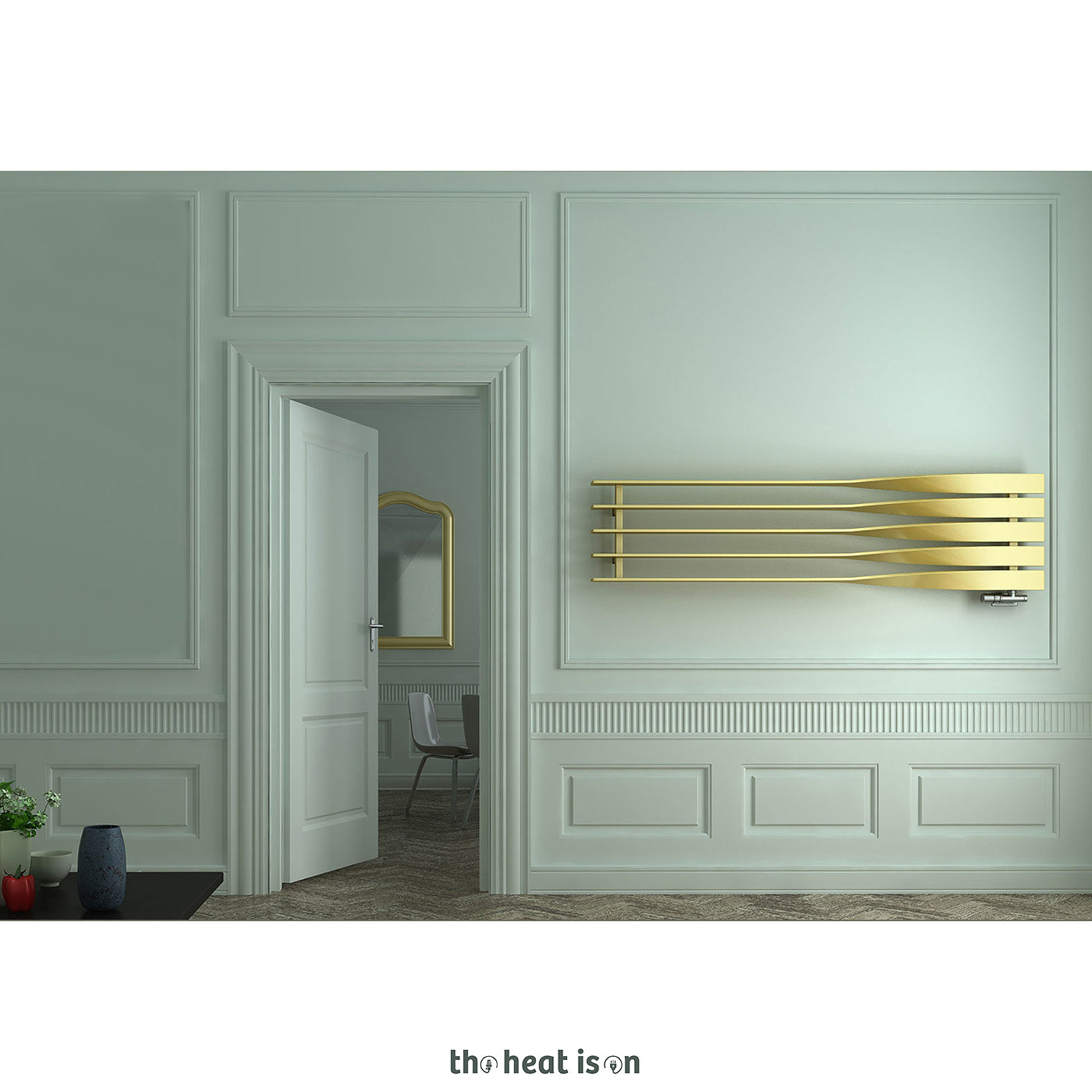 Terma CYKLON H, 410h x 1600w(mm), 2003 BTUs, Horizontal Designer Radiator, Brass (premium wet paint)