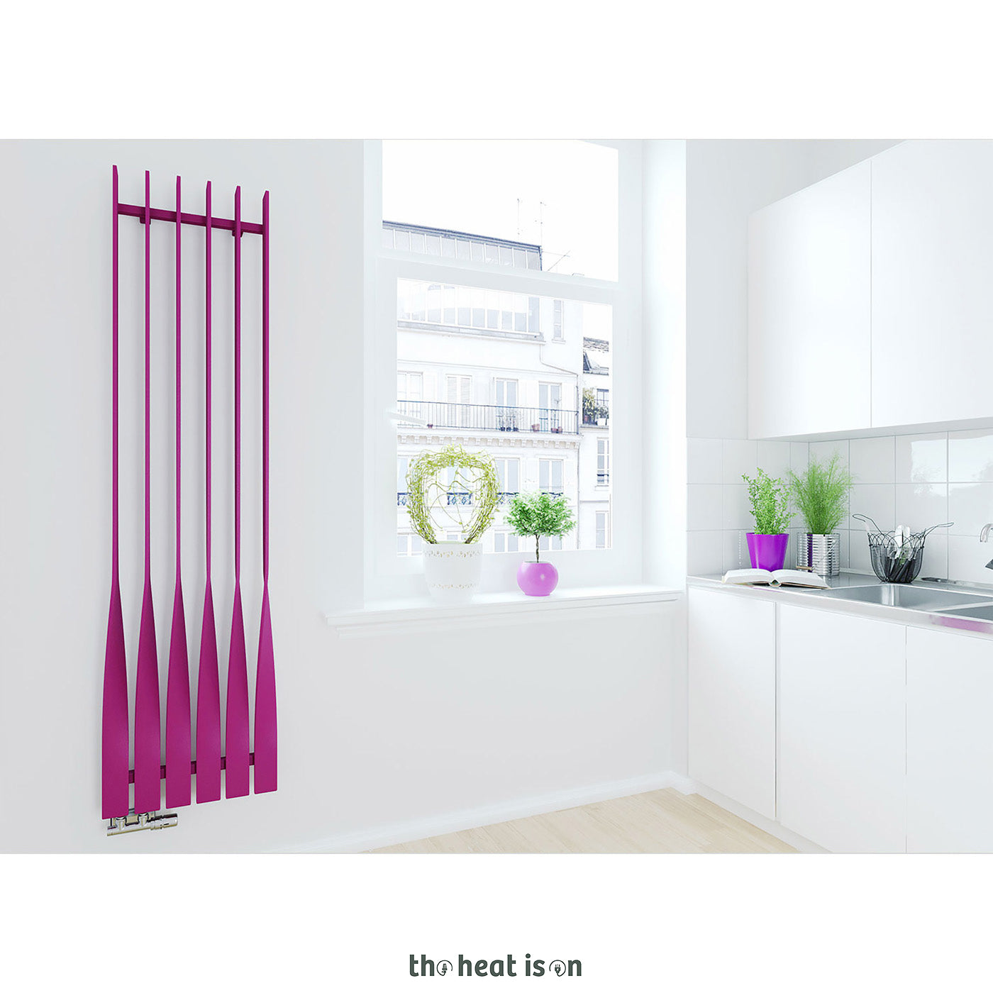 Terma CYKLON V, 1600h x 495w(mm), 2883 BTUs, Vertical Designer Radiator, RAL 4006 Matt Traffic Purple
