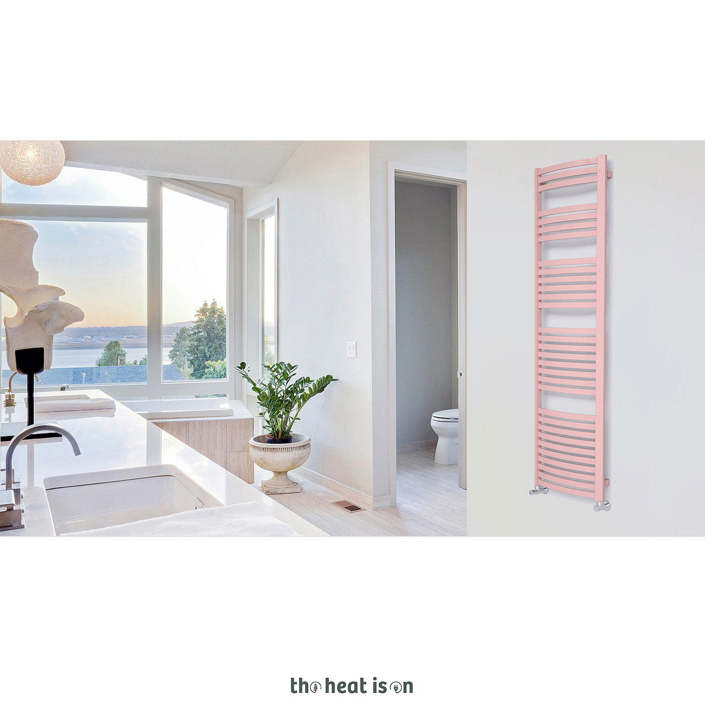 Terma DEXTER, 1760h x 400w(mm), 2109 BTUs, Heated Towel Rail, RAL 3015 Matt Light Pink