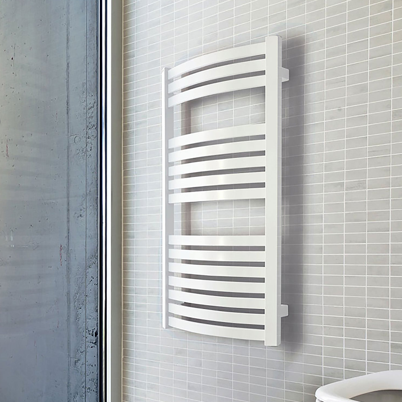 Terma DEXTER, 860h x 500w(mm), 1344 BTUs, Heated Towel Rail, RAL 9016 Matt White