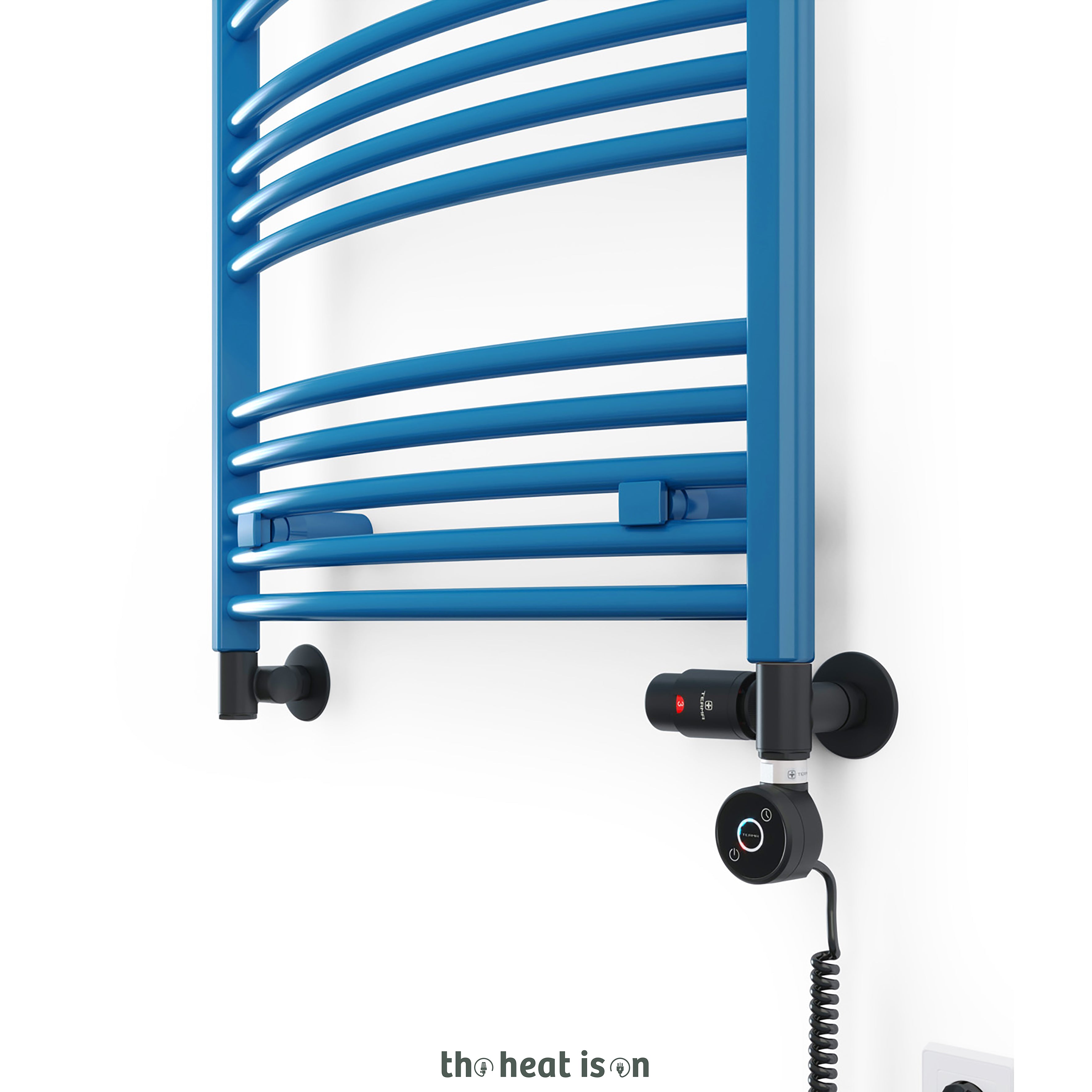 03_terma-domi-dual-fuel-towel-rail_-1116h-x-500w_mm_-1750-btus_-600w_-matt-capri-blue-ral-5019-_with-integra-3-axis-dual-fuel-valve-in-matt-black-_-dry-auto-shut-element-in-black-one
