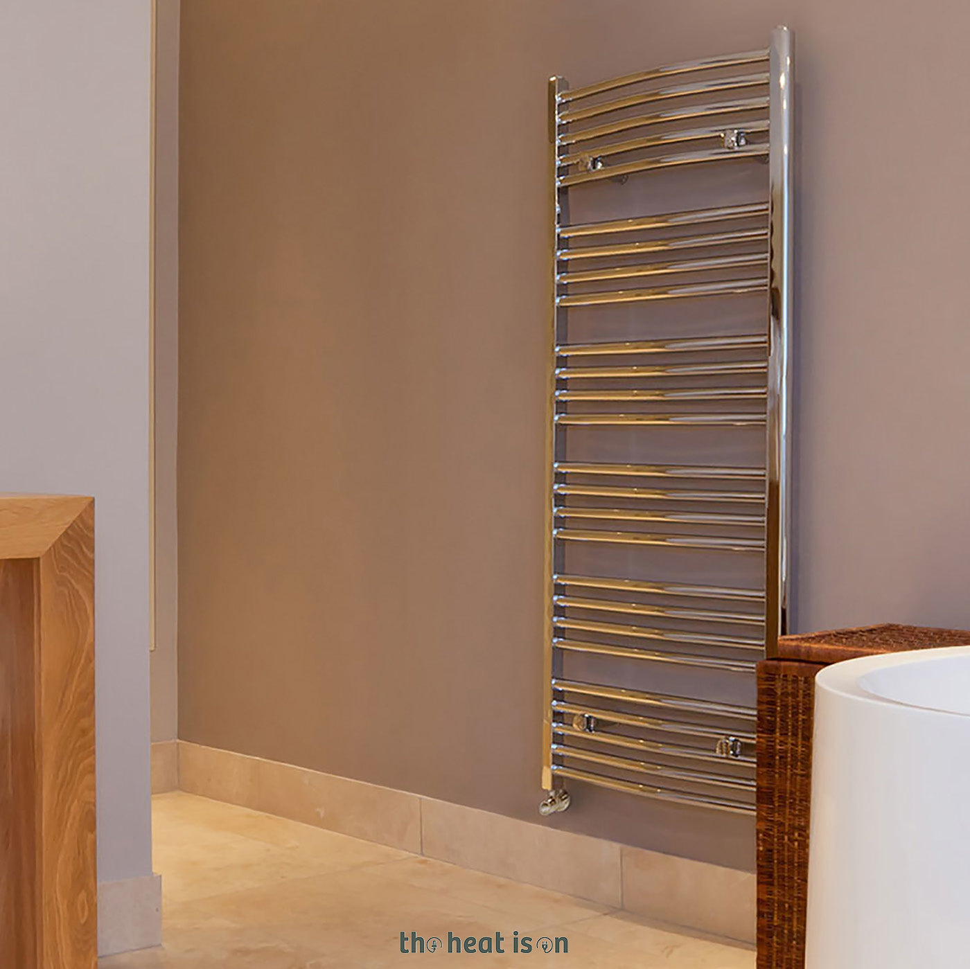 Terma DOMI, 1116h x 500w(mm), 1750 BTUs, Heated Towel Rail, Chrome