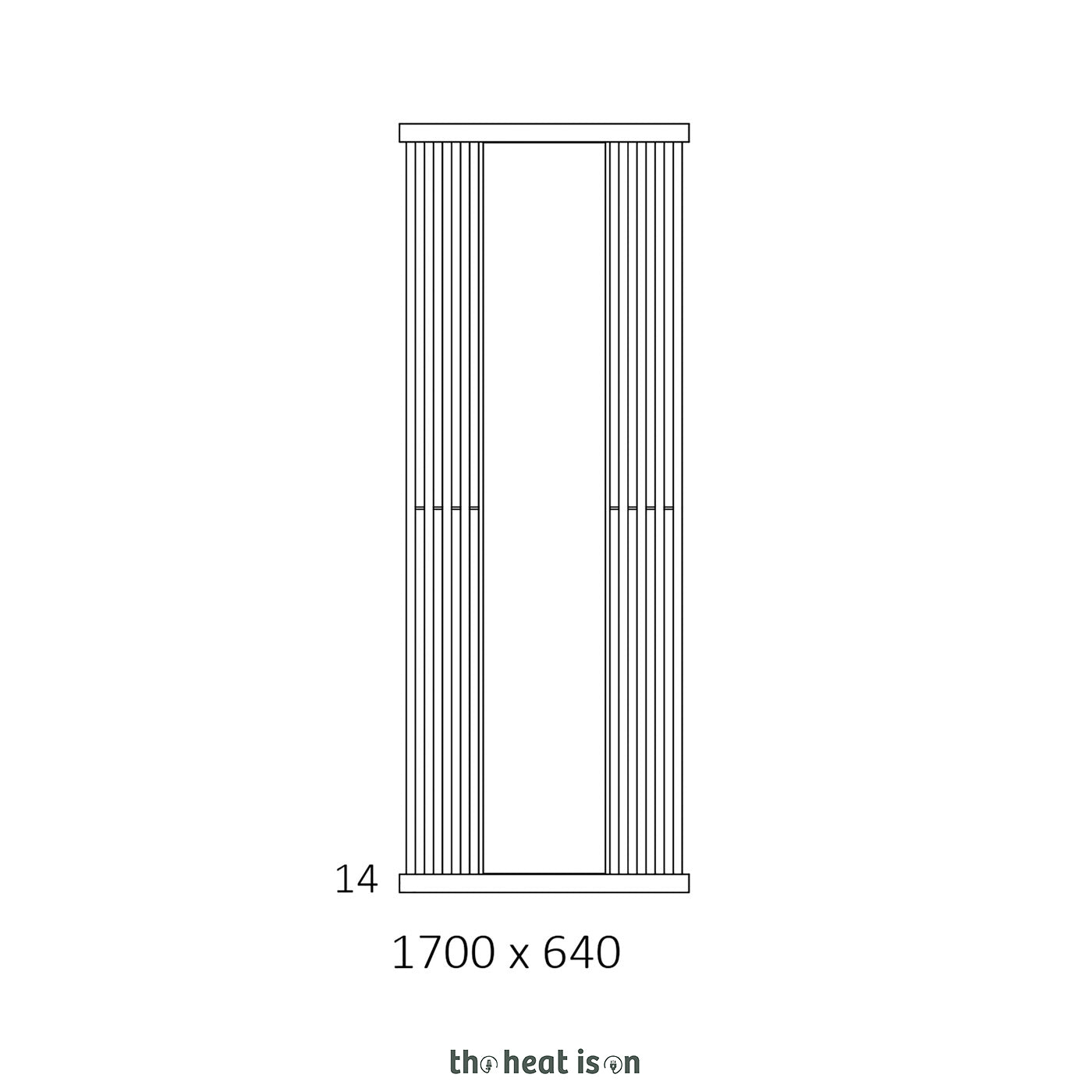 Terma INTRA M, 1700h x 640w(mm), 3156 BTUs, Vertical Mirror Radiator, Nature Grey