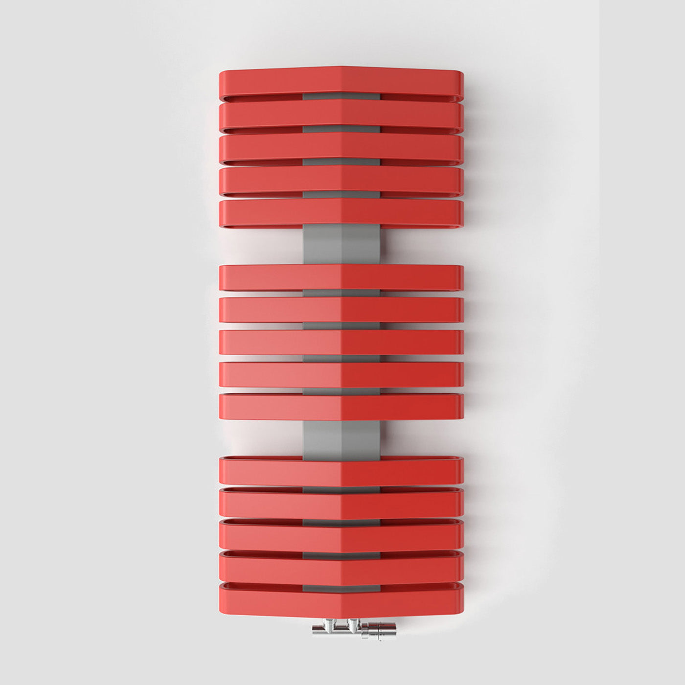 Terma IRON D (double panel), 1120h x 500w(mm), 2812 BTUs, Heated Towel Rail, Metallic Red (bars) and RAL 7042 Matt Traffic Grey A (masking)