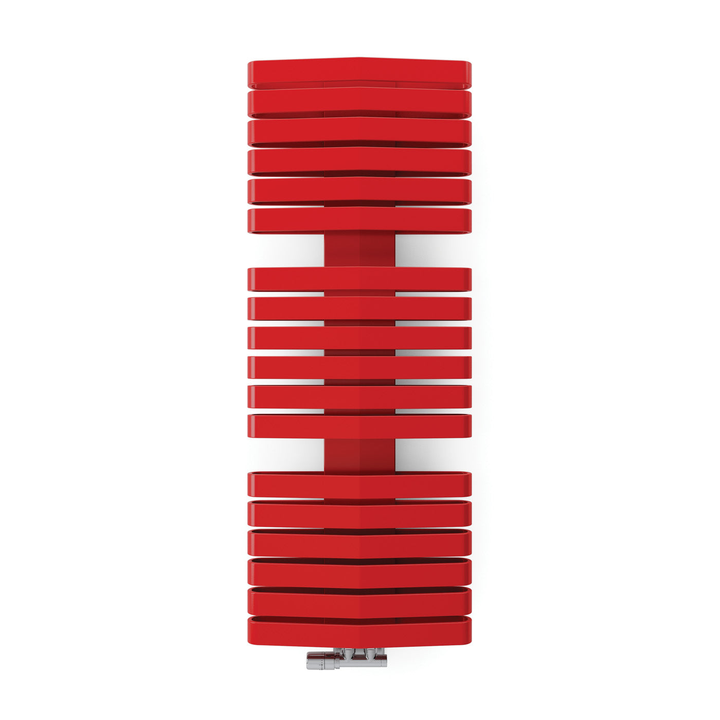 Terma IRON D (double panel), 1315h x 500w(mm), 3276 BTUs, Heated Towel Rail, RAL 3028 Matt Pure Red (bars) RAL 3028 Matt Pure Red (masking)