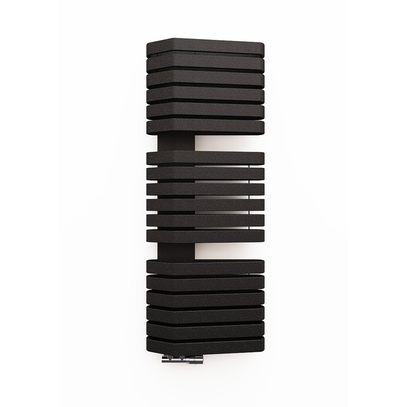 Terma IRON S, 1315h x 500w(mm), 3398 BTUs, Heated Towel Rail, Metallic Black (bars) Metallic Black (masking)