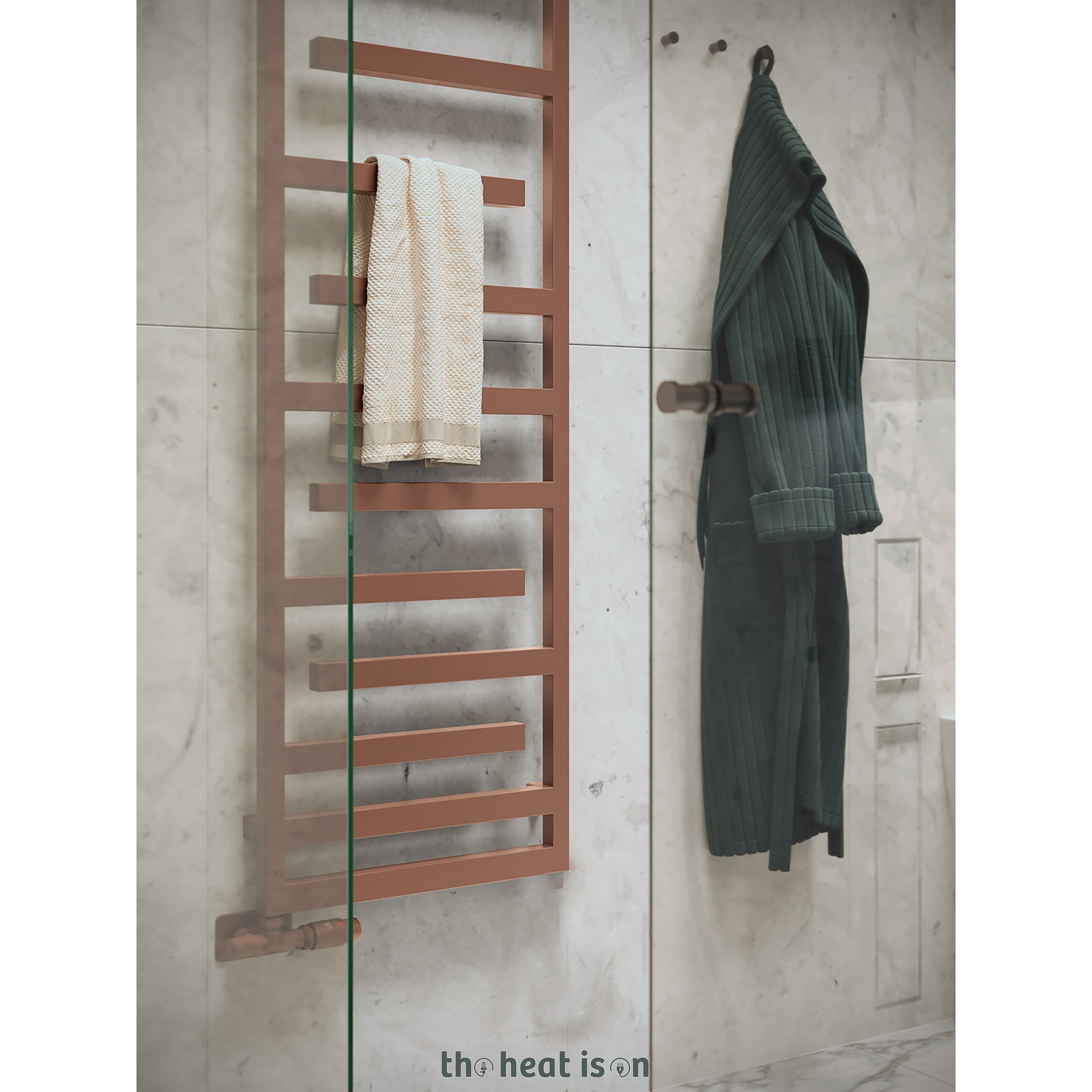Terma JUNO, 1580h x 500w(mm), 2034 BTUs Heated Towel Rail, Lotus (Brown)
