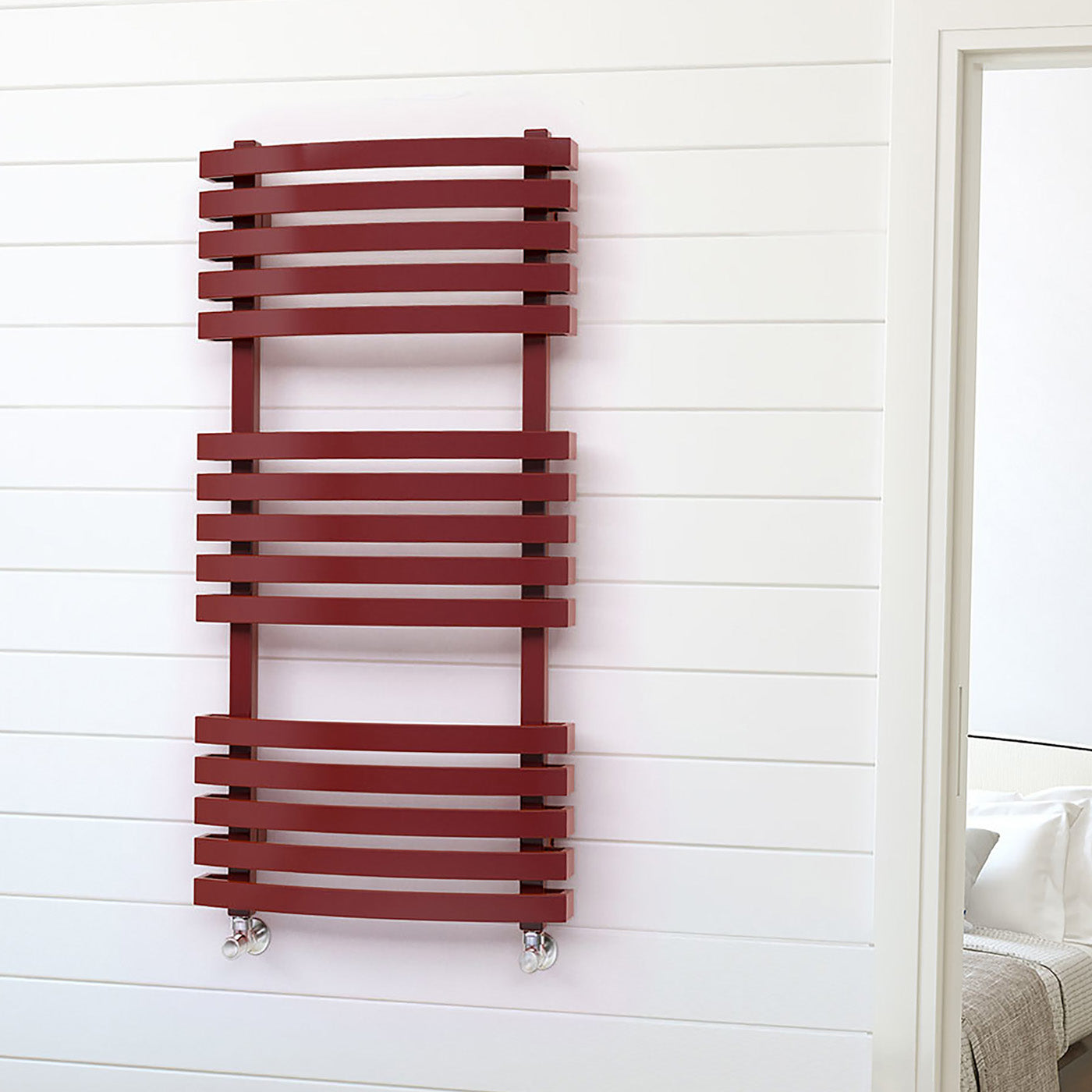 Terma KIOTO, 870h x 480w(mm), 1624 BTUs, Heated Towel Rail, Metallic Red