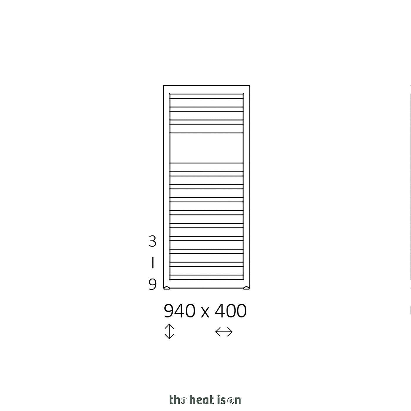 Terma LUKKA, 940h x 400w(mm), 1174 BTUs, Heated Towel Rail, Anodic Gold