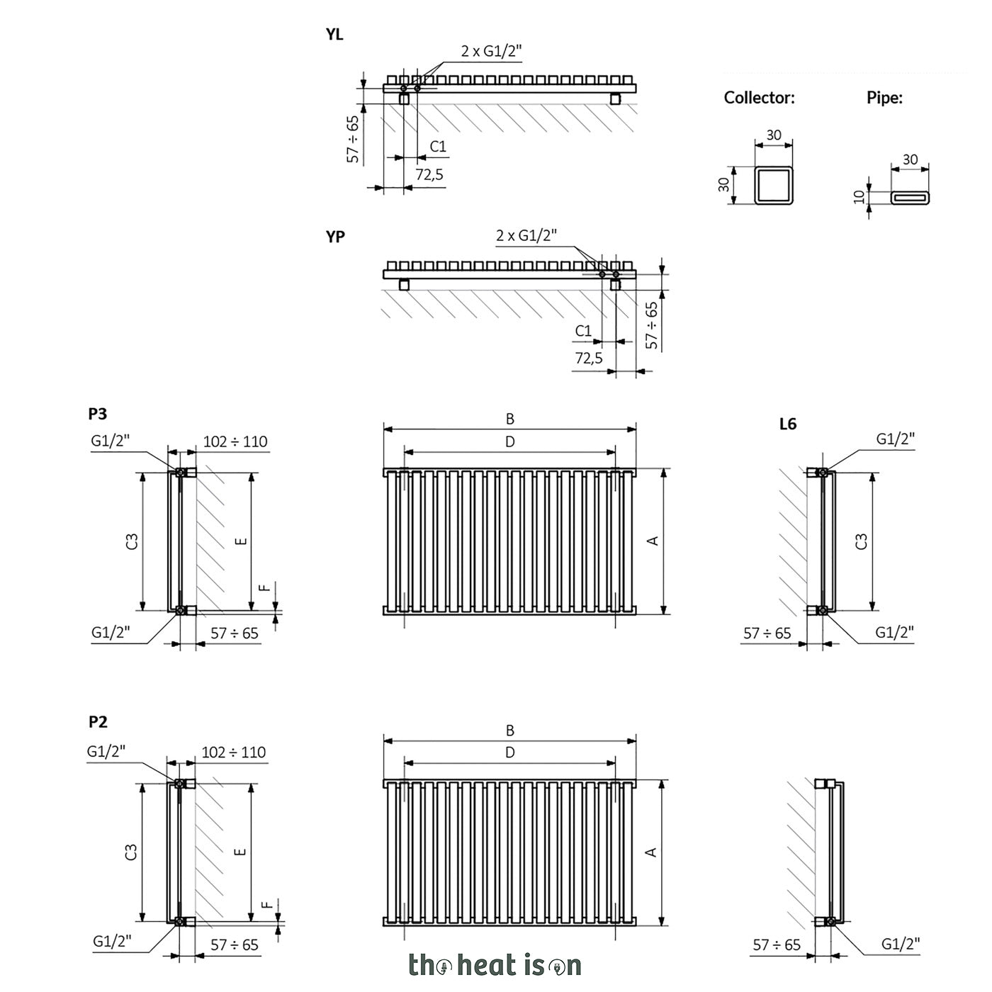 Terma NEMO, 530h x 1185w(mm), 3924 BTUs, Horizontal Designer Radiator, RAL 9016 Matt White