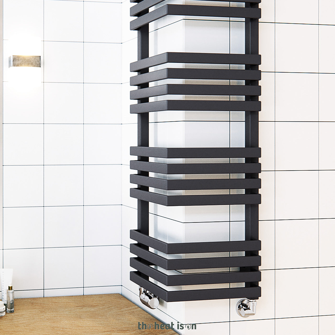 Terma OUTCORNER, 1005h x 300w(mm), 1866 BTUs, Heated Towel Rail, Heban