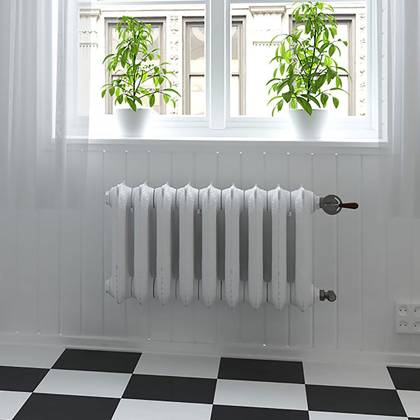Terma OXFORD, 410h x 606w(mm), 2051 BTUs, Horizontal Cast Iron Radiator, 7 sections, White Soft