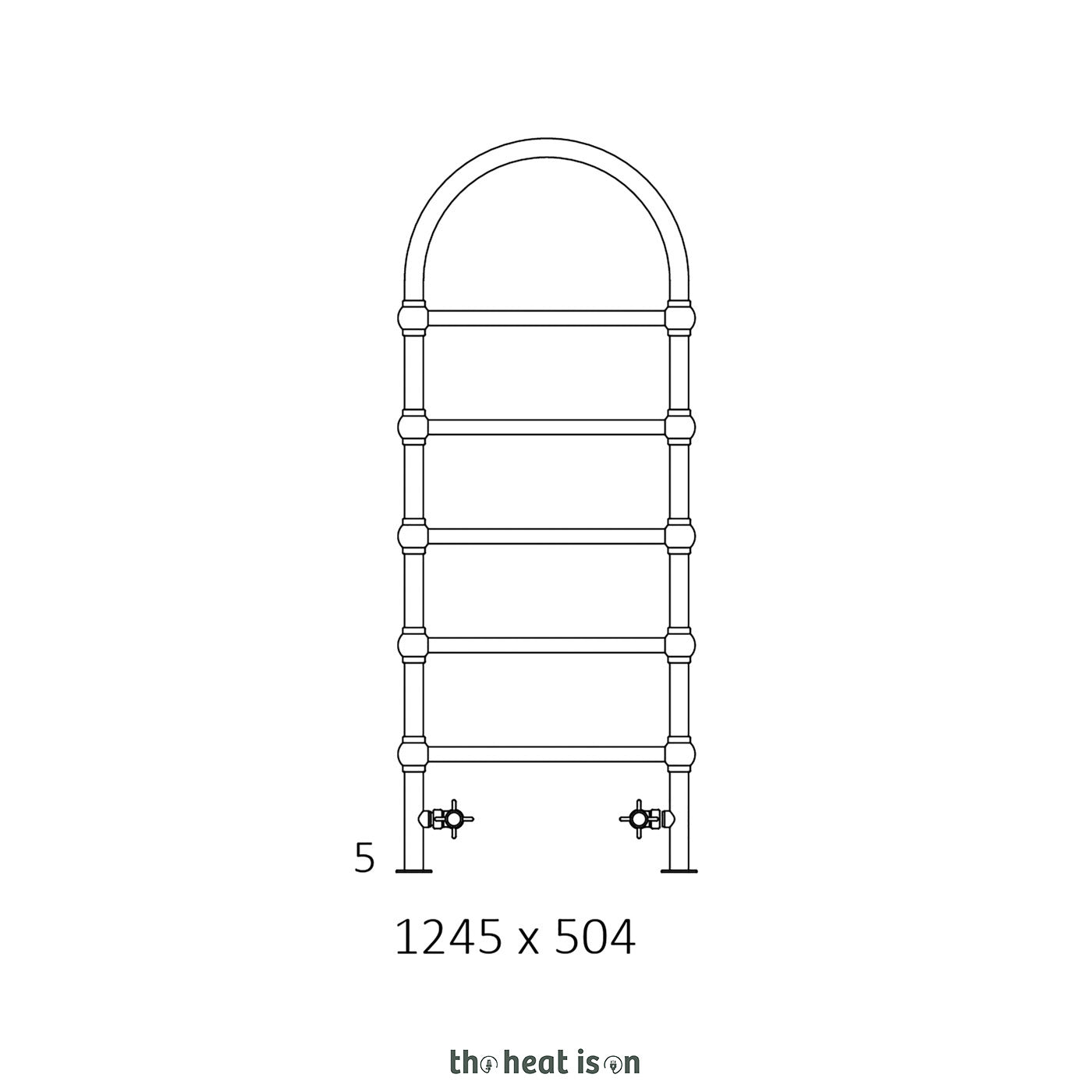 Terma RETRO S, 1245h x 504w(mm), 966 BTUs, Heated Towel Rail, Chrome