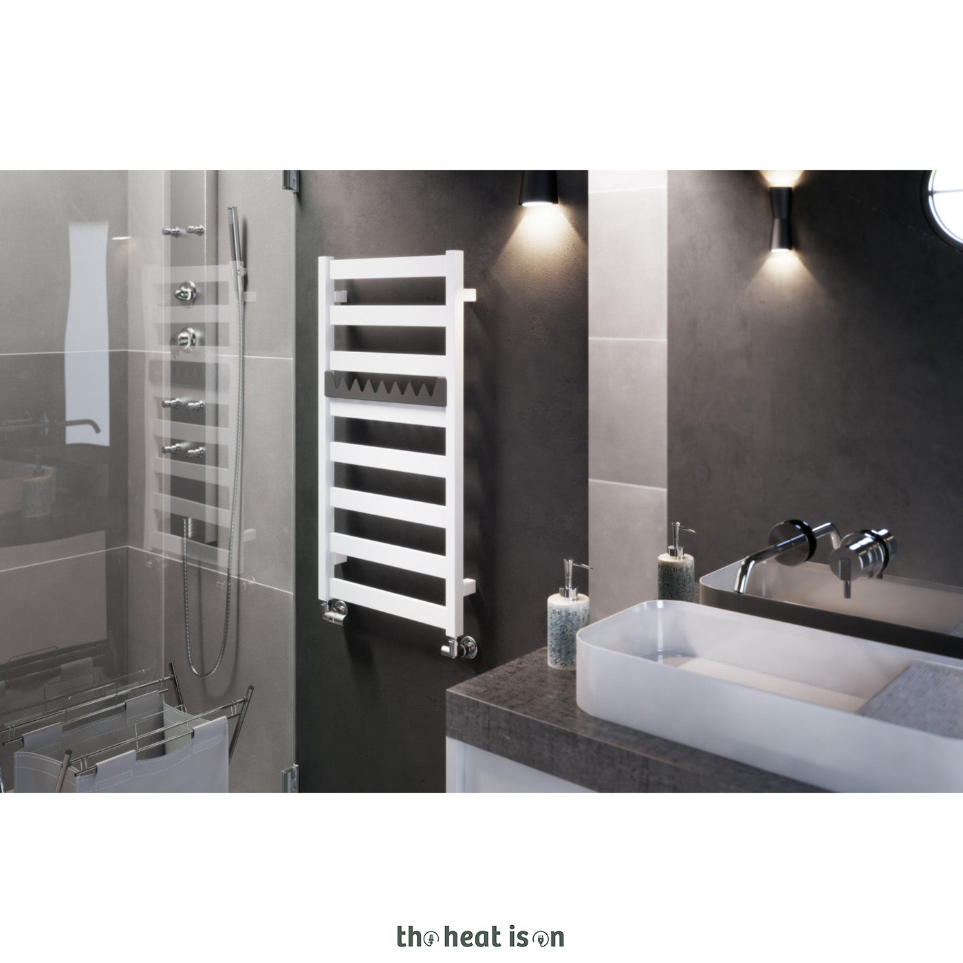 Terma VIVO, 910h x 500w(mm), 1194 BTUs, Heated Towel Rail, RAL 9016 Matt White