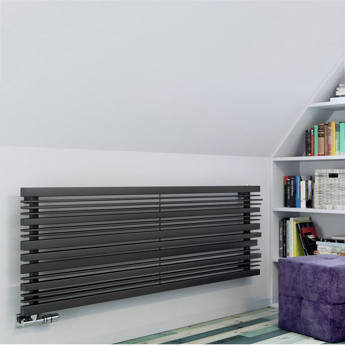Terma SHERWOOD H, 540h x 1600w(mm), 3607 BTUs, Horizontal Designer Radiator, Metallic Grey