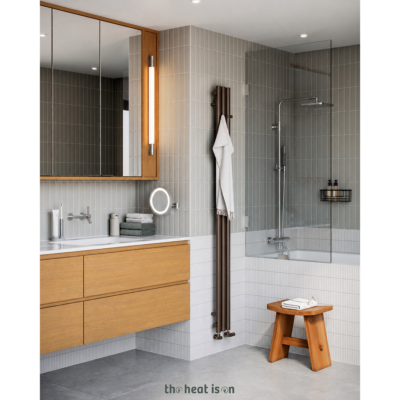 Terma ROLO HANGER, 1800h x 150w(mm), 1213 BTUs Vertical Radiator, Dark Bronze