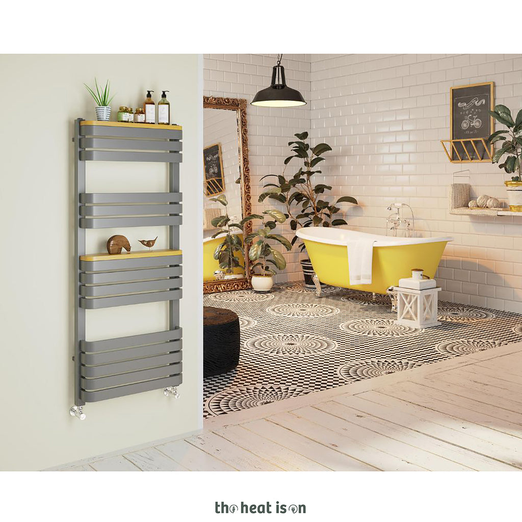DQ TESORO, 1200h x 500w(mm), 2678 BTUs Heated Towel Rail, Inifintiy Steel (Metallic PVD Finish)