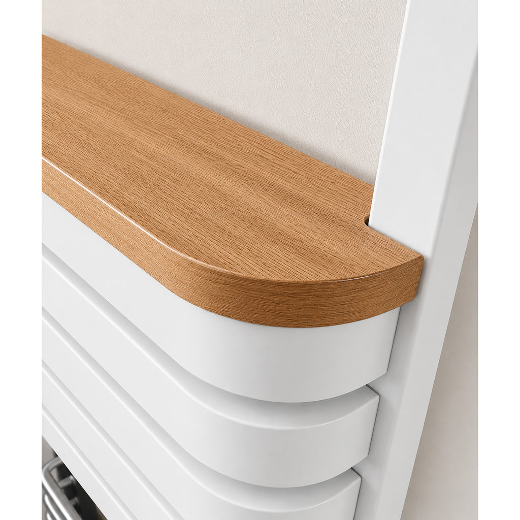 DQ TESORO, 1200h x 500w(mm), 2678 BTUs Heated Towel Rail, RAL 9016 Silk White