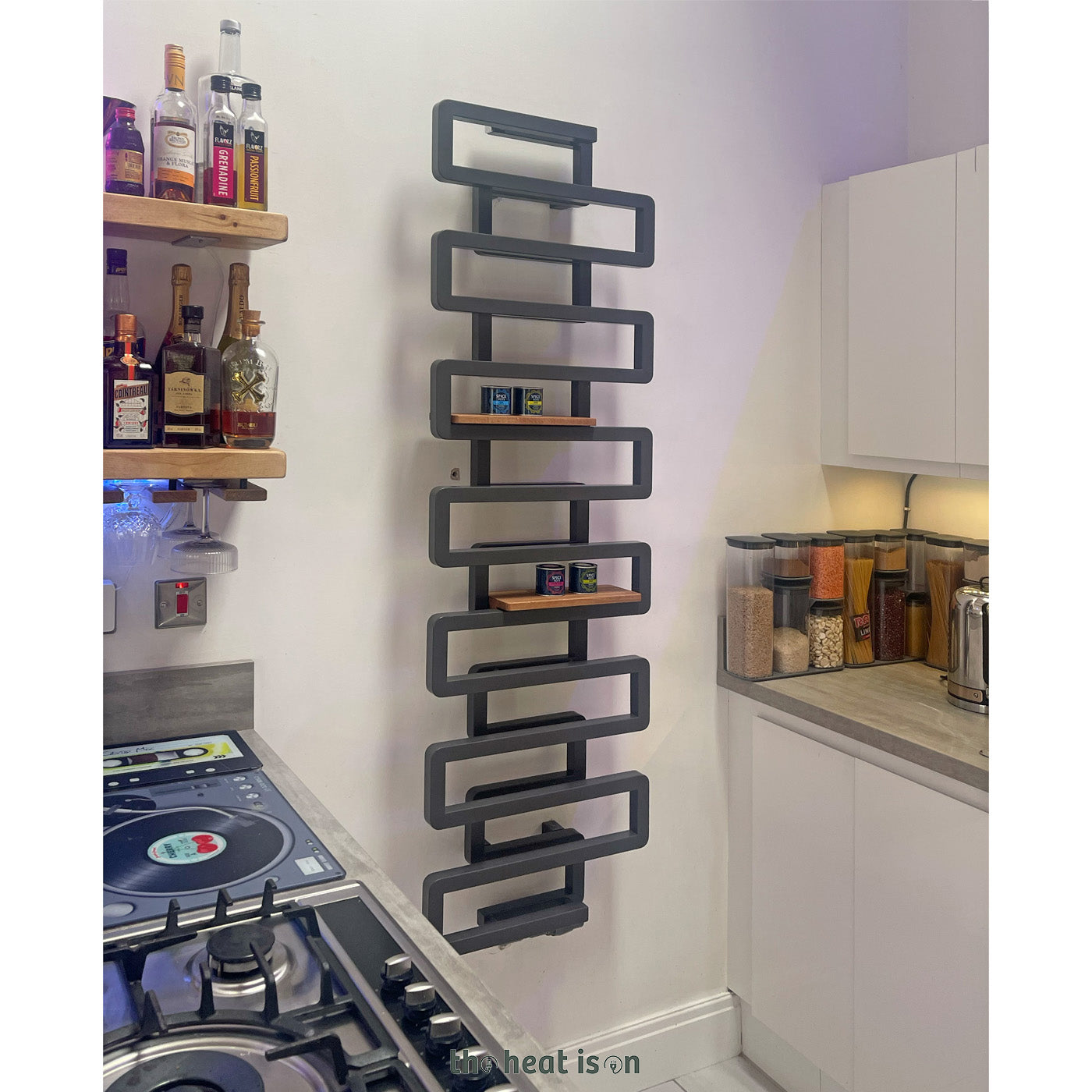 Terma BOOKIE, 1655h x 500w(mm), 2976 BTUs, Heated Towel Rail, RAL 7022 Matt Umbra Grey