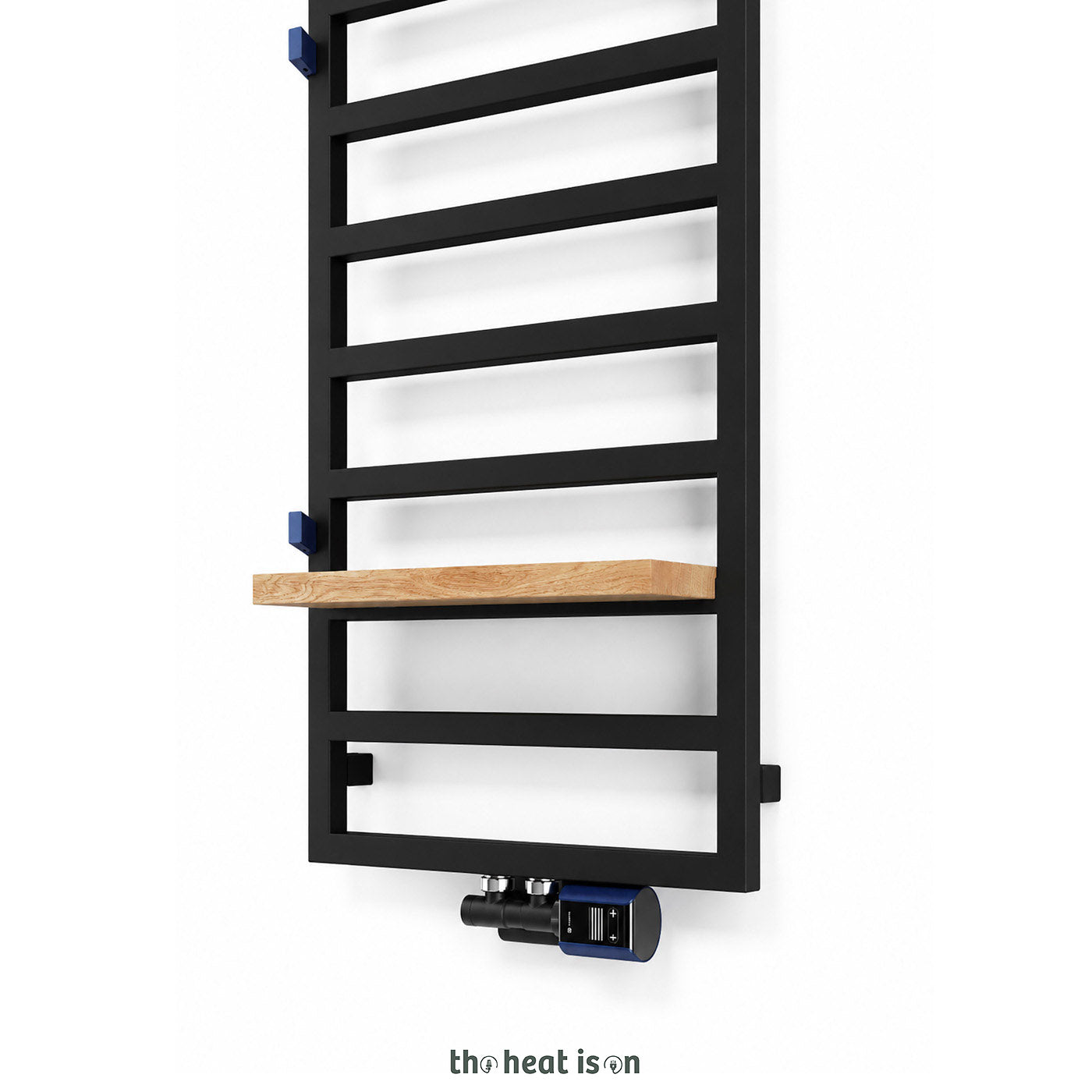 Terma GRID, 990h x 500w(mm), 1351 BTUs Heated Towel Rail, 50mm Central Connections, Super Matt Soft RAL 9005  Black