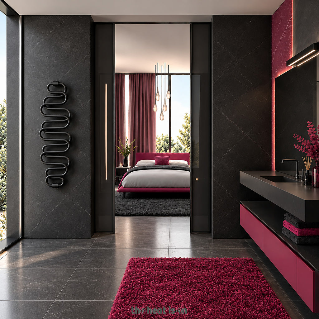 Terma PERLA E, 1360h x 500w(mm), 284w Dry Electric Towel Rail (with heating wire), RAL 9005 Matt Black (simple on/off button, no timer/no drying func.)