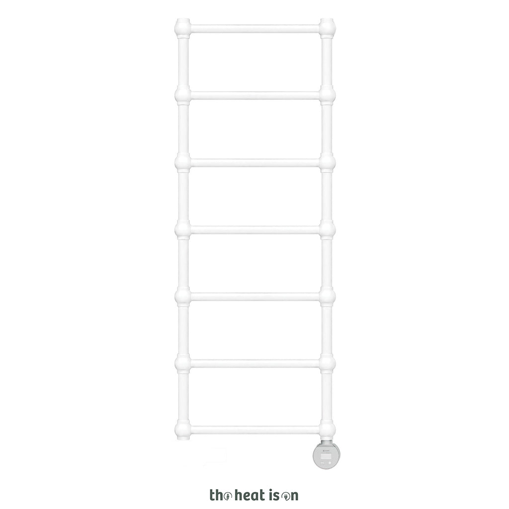 Terma RETRO E, 1170h x 504w(mm), 300w Oil Filled Electric Towel Rail, Matt White RAL 9016  with VEO Heating Element (30x Wi-Fi/manual control settings (15 to 30¡c room temp.), 7 day timer/2 hour drying func., with UK Plug