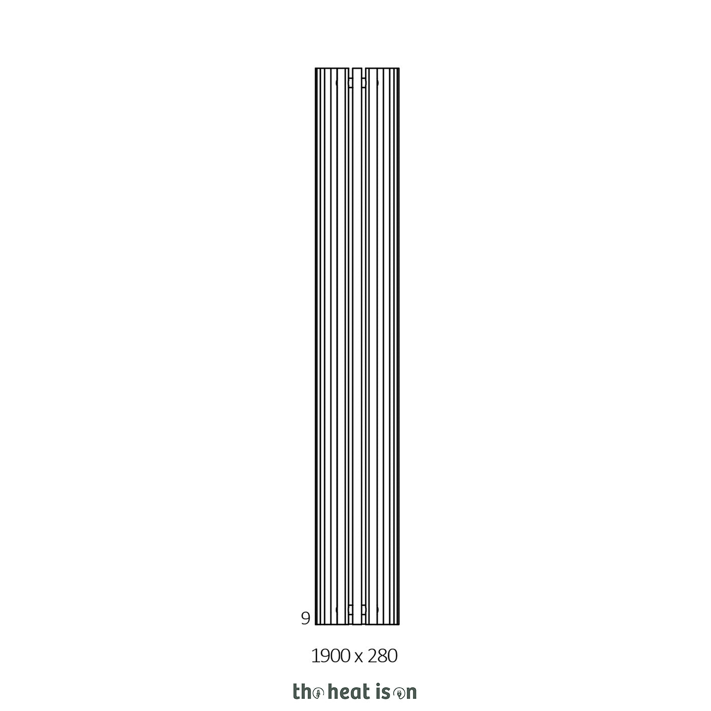 Terma TRIGA AN, 1900h x 280w(mm), 3593 BTUs, Vertical Designer Radiator, RAL 6003 Matt Olive Green