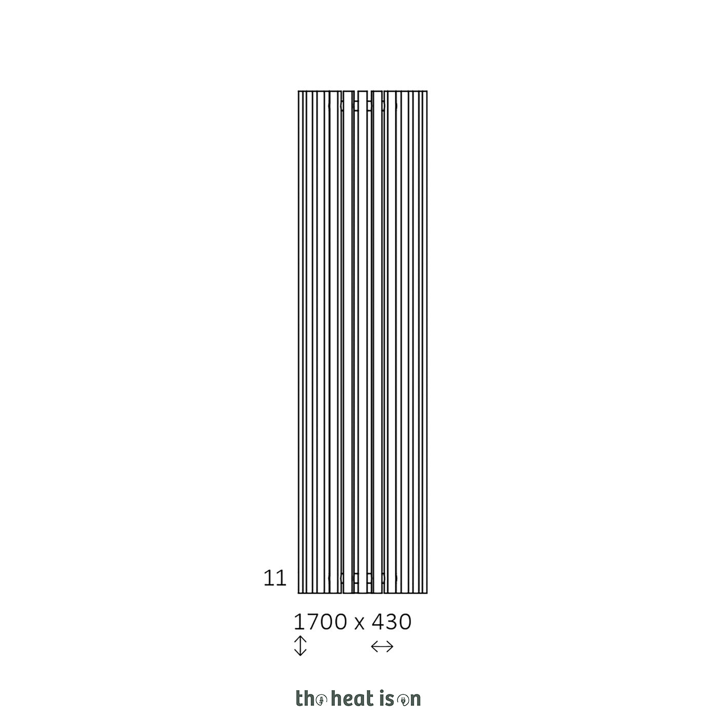 Terma TRIGA AW, 1700h x 430w(mm), 1988 BTUs, Vertical Designer Radiator, RAL 4001 Red Lilac Pink