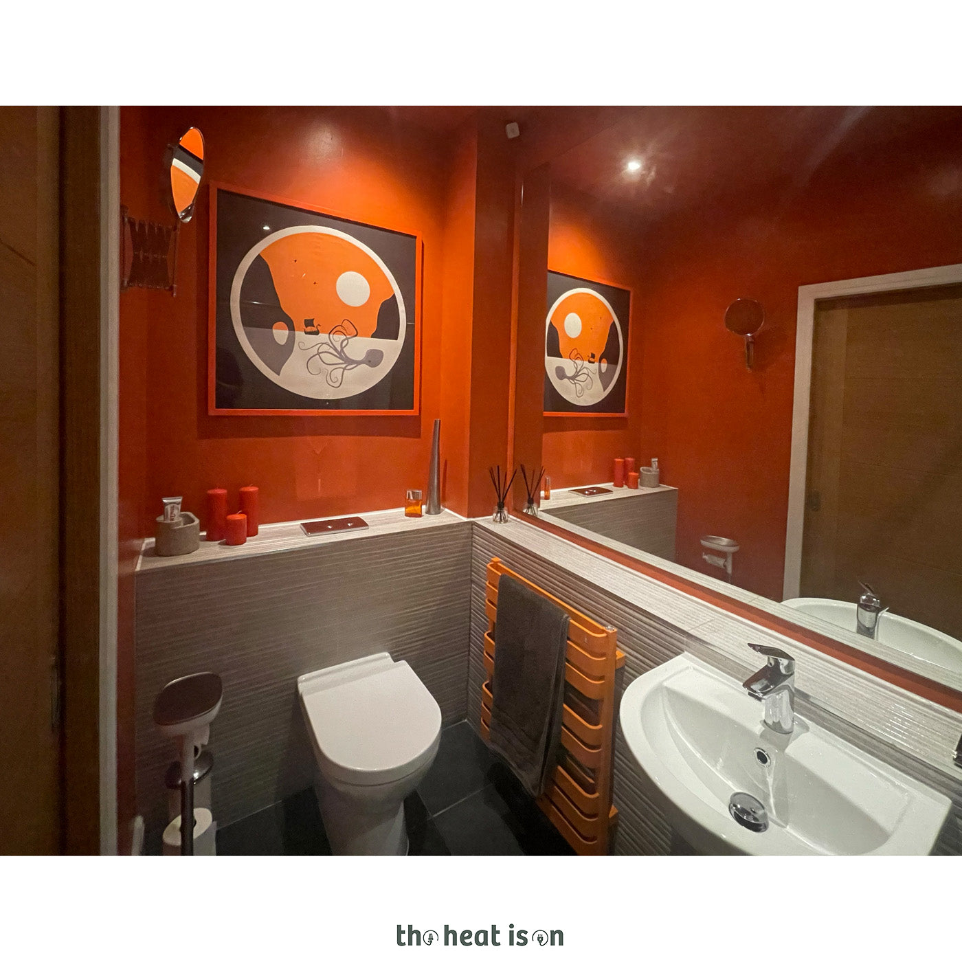 Terma WARP T BOLD, 655h x 600w(mm), 1858 BTUs Heated Towel Rail, RAL 2003 Matt Pastel Orange