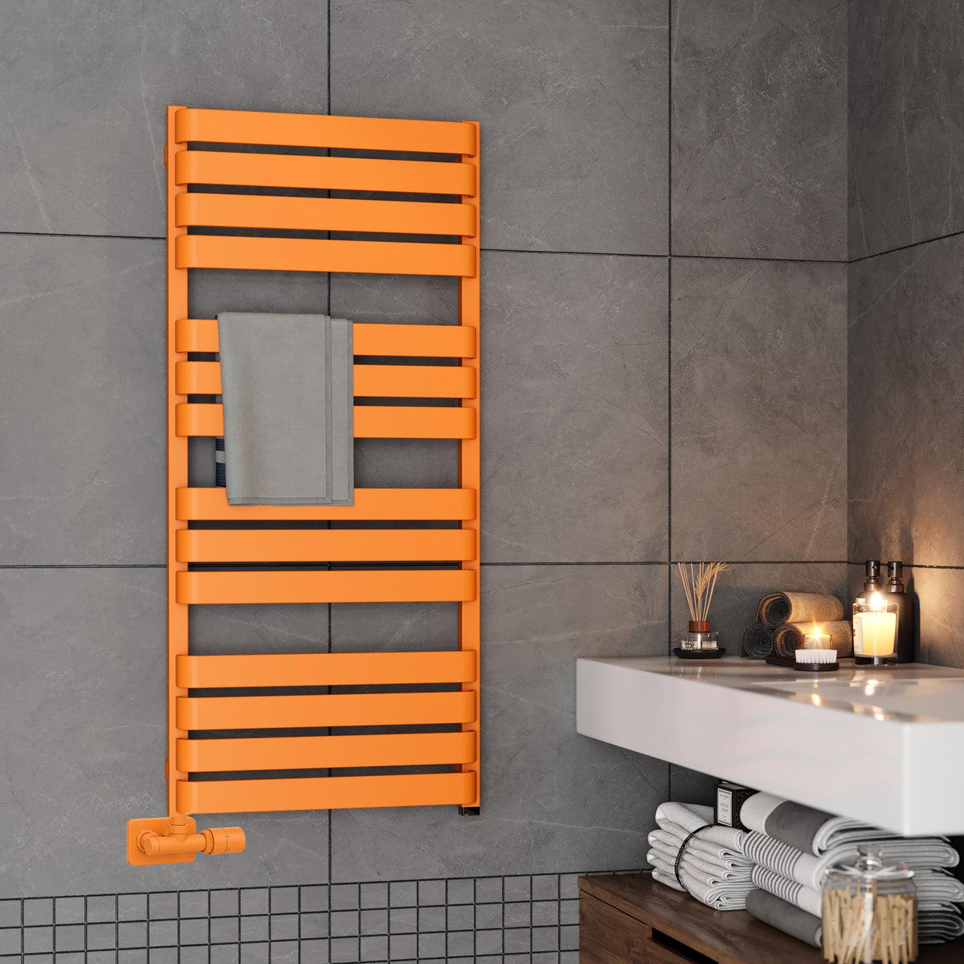 04-terma-warp-t-one-dual-fuel-towel-rail-1110h-x-500wmm-1887-btus-600w-matt-pastel-orange-ral-2003-with-unico-dual-fuel-valve-in-chrome-internal-one-element-45-60oc
