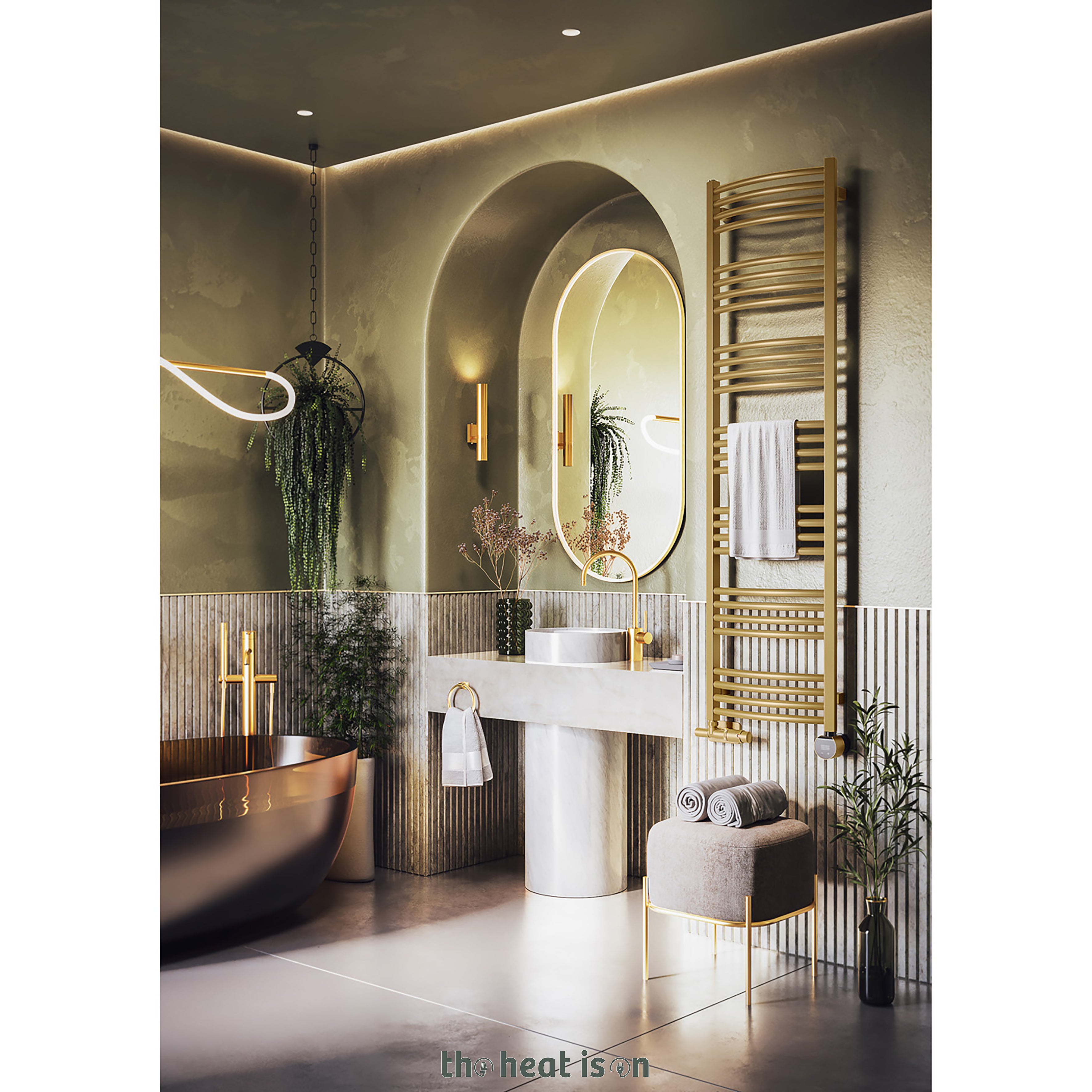 04_01_Terma-LENA_-1620h-x-436w_mm_-2117-BTUs_600w-Dual-Fuel-Towel-Rail-_with-Matching-UNICO-Dual-Fuel-Valve-_-VEO-Black_Brass-Wi-Fi-Element_-Brass