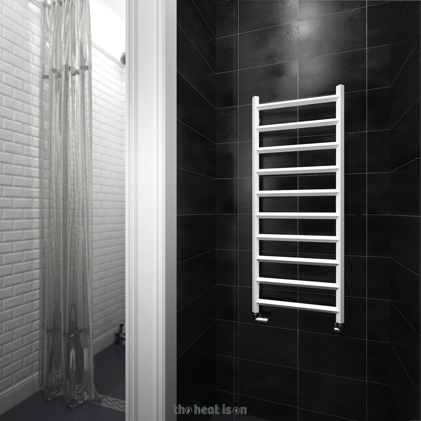 Terma CRYSTAL, 1200h x 400w(mm), 1166 BTUs Heated Towel Rail, RAL 9016 Soft White