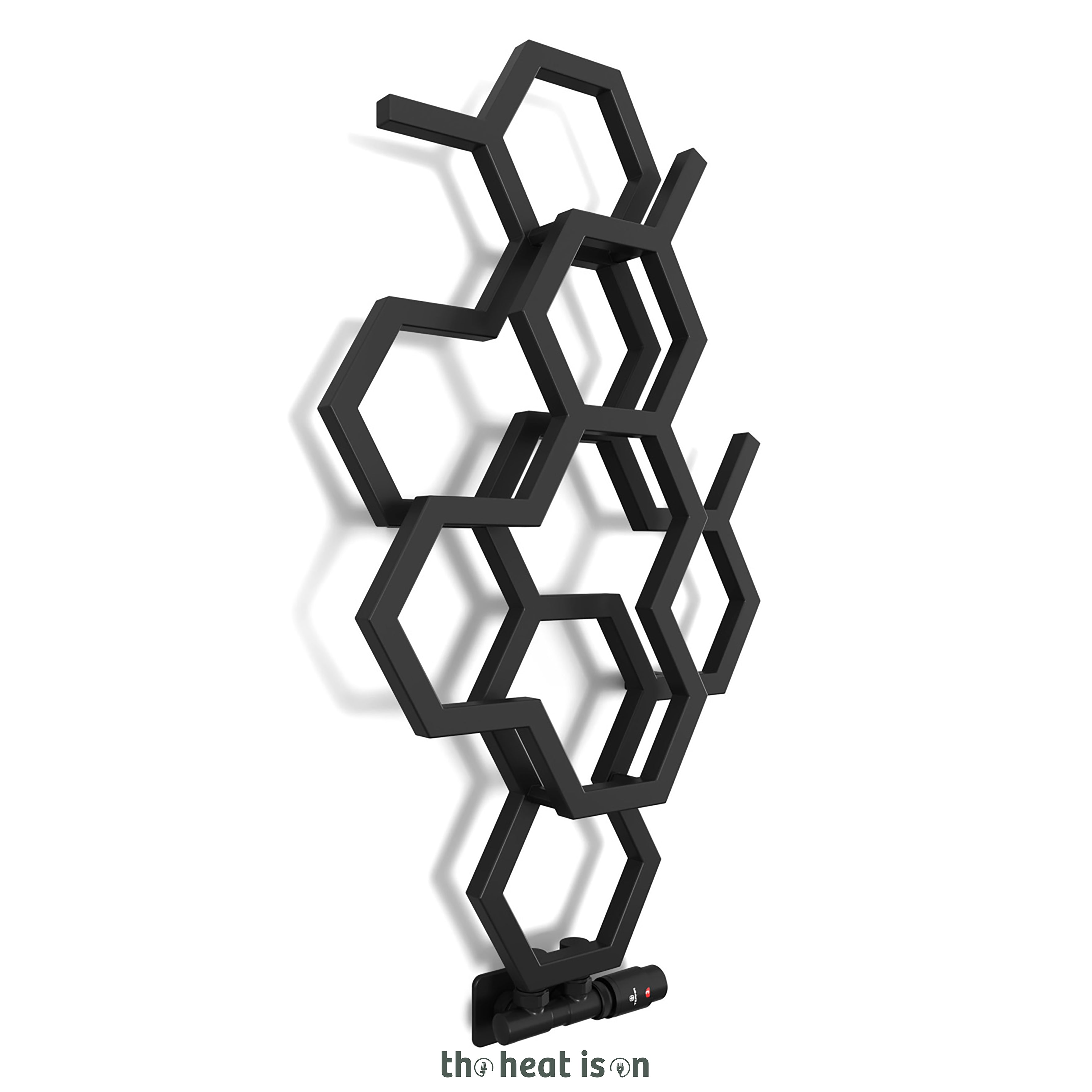 Terma HEX, 821h x 486w(mm), 846 BTUs Designer Radiator, Soft 9005 (Matt Black)