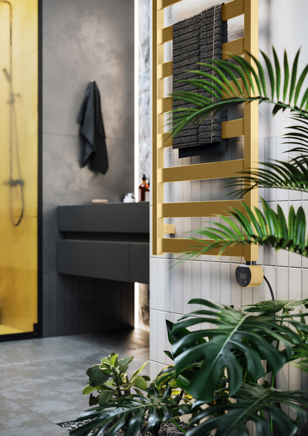 04_Terma-VIVO-_Wi-Fi_-15-28-deg._--1630h-x-500w_mm_-400w-Electric-Towel-Rail_-Matt-Brass-_matching-colour-element
