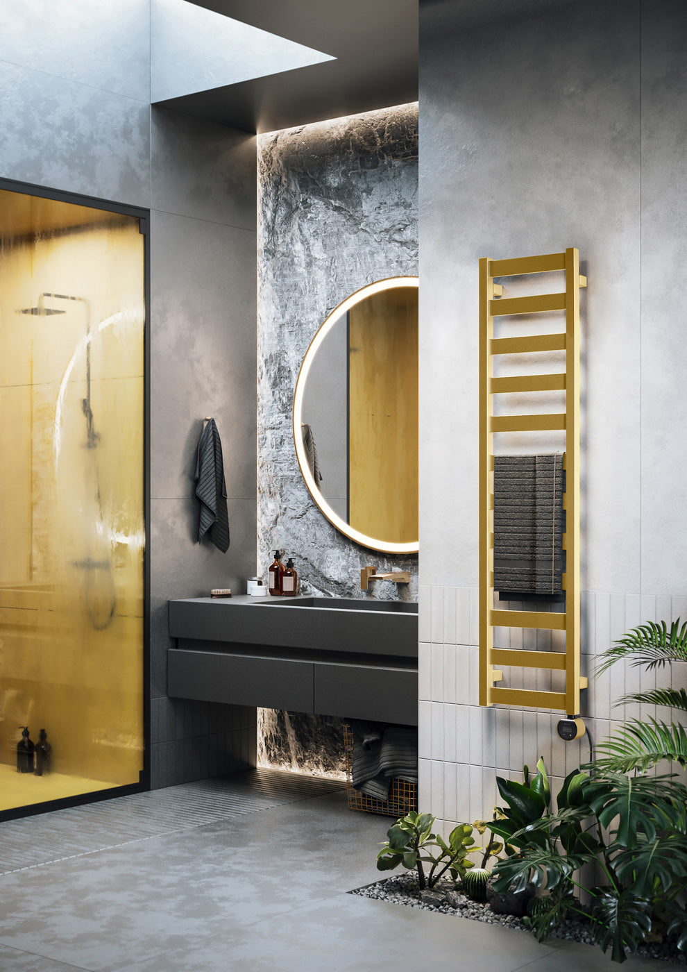 04_Terma-VIVO-_Wi-Fi_-15-28-deg._-1390h-x-300w_mm_-400w-Electric-Towel-Rail_-Matt-Brass-_matching-colour-element