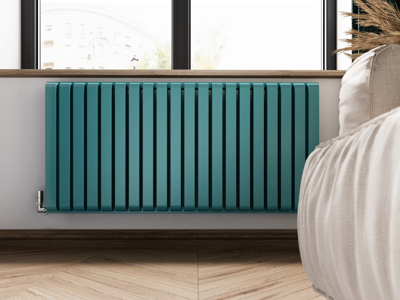 04_Terma-WARP-ROOM_-630h-x-1305w_mm_-4931-BTUs-Heated-Towel-Rail_-RAL-5018-_Matt_-Teal