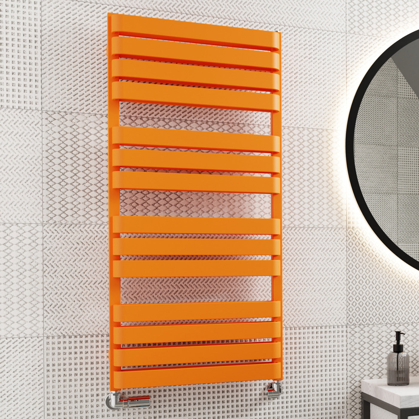 Terma WARP T BOLD, 1110h x 500w(mm), 2660 BTUs Heated Towel Rail, RAL 2003 (Matt) Orange