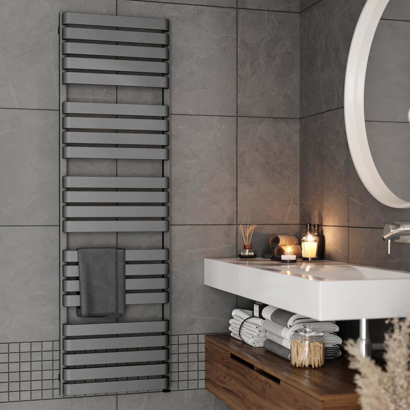 04_Terma-WARP-T-ONE-_internalised-element-45_60-deg._-1695h-x-500w_mm_-800w-Electric-Towel-Rail_-Textured-Salt-n-Pepper-Grey